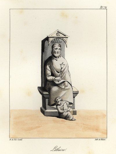 Socha Lothaira I., Lothara I., karolínského císaře, krále Itálie a Střední Francie, 795-855 od Villain Villain