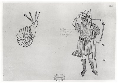 Fol.2 Šnek a maďarský voják (faksimile kopie) od Villard de Honnecourt