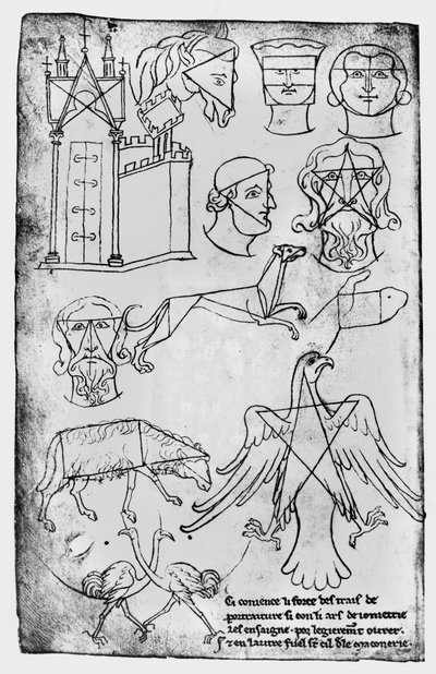 Ms Fr 19093 fol.18v Různé kresby (faksimile kopie) od Villard de Honnecourt