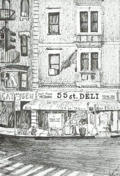 55th street New York, 2003, (inkoust na papíře) od Vincent Alexander Booth