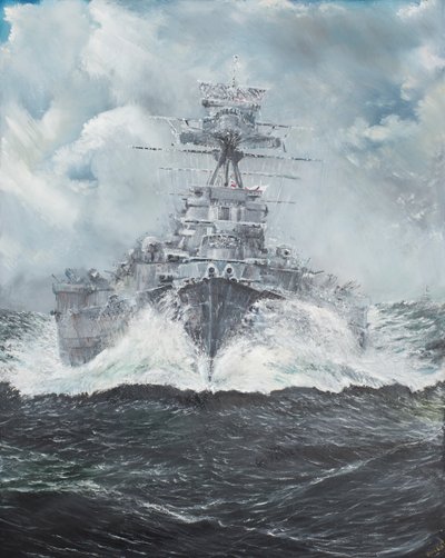 HMS Hood míří do Bismarcka 23. května 1941, 2014, (olej na plátně) od Vincent Alexander Booth