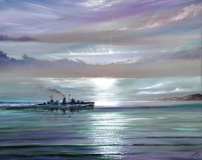 HMS Neptun, Středomoří prosinec 1941, 2019 (olej na plátně) od Vincent Alexander Booth