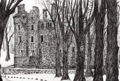 Huntly Castle Scotland, 2007, (inkoust na papíře) od Vincent Alexander Booth