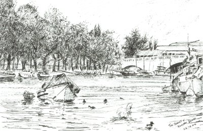 Kingston Bridge London, 2004, (inkoust na papíře) od Vincent Alexander Booth