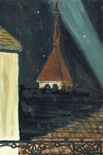 Pohled na střechu Laignes France v noci, 2006 od Vincent Alexander Booth