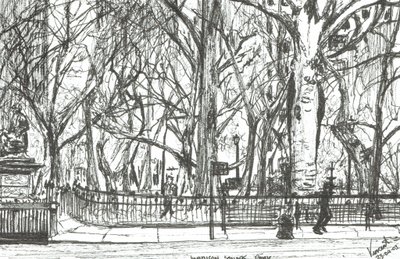 Madison square park New York, 2003, (tuš na papíře) od Vincent Alexander Booth