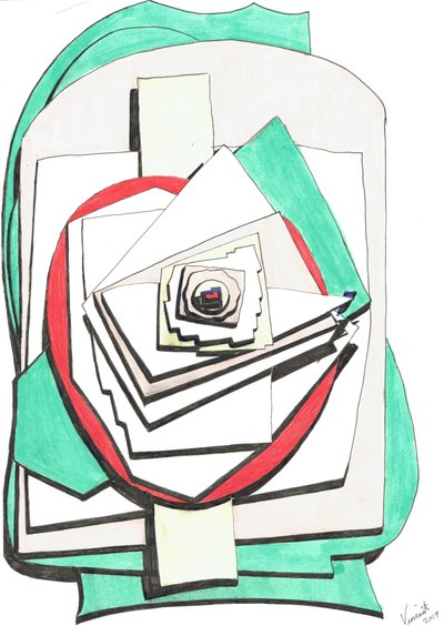 Over, 2017, (barevný inkoust na papíře) od Vincent Alexander Booth