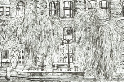 Džbán a klavír Manchester, 2005, (tuš na papíře) od Vincent Alexander Booth