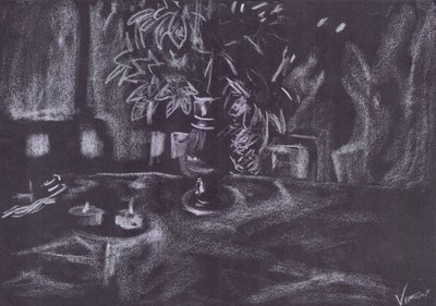 Rostlina v místnosti při svíčkách od Vincent Alexander Booth