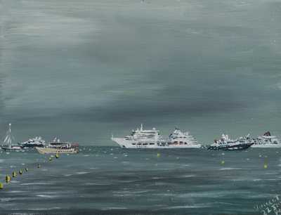 Lodě a čluny v Cannes, 2014, (akryl na plátně) od Vincent Alexander Booth