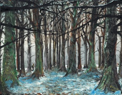 Stag and Runner Lyme Park, 2016, (olej na plátně) od Vincent Alexander Booth