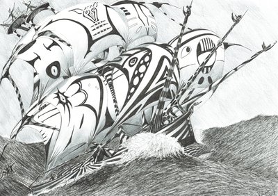 Storm Creators Arabian Sea, 2017, (inkoust na papíře) od Vincent Alexander Booth