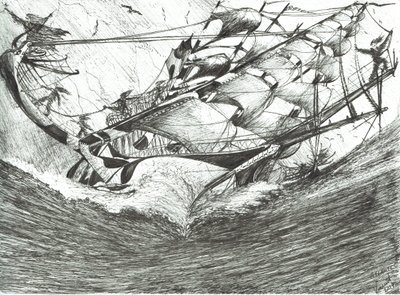Storm Creators Arctic Ocean, 2017, (inkoust na papíře) od Vincent Alexander Booth