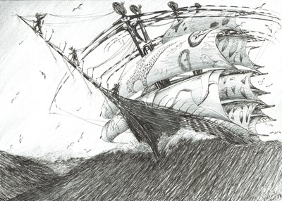 Storm Creators Barentsovo moře, 2017, (tuš na papíře) od Vincent Alexander Booth