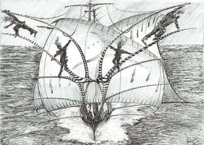 Storm Creators Bismarck Sea, 2017, (inkoust na papíře) od Vincent Alexander Booth
