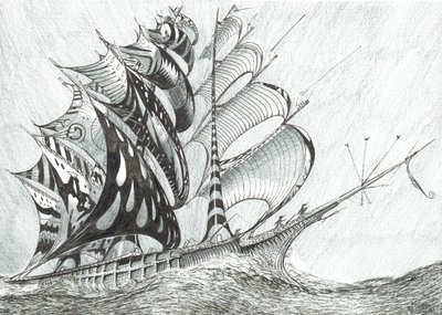Storm Creators Karibské moře, 2017, (tuš na papíře) od Vincent Alexander Booth