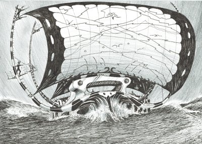 Storm Creators Čukotské moře, 2017, (tuš na papíře) od Vincent Alexander Booth