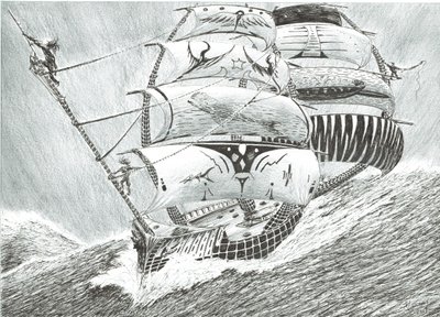 Storm Creators Irish Sea, 2017, (tuš na papíře) od Vincent Alexander Booth