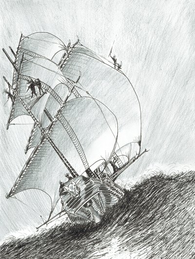 Storm Creators Molucca Sea, 2017, (inkoust na papíře) od Vincent Alexander Booth