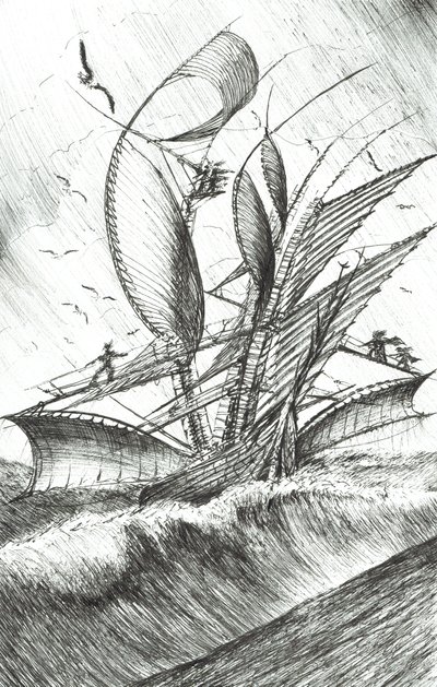 Storm Creators Tichý oceán, 2017, (Ink on Paper) od Vincent Alexander Booth