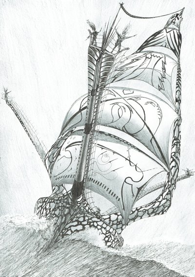 Storm Creators Sibuyan Sea, 2017, (tuš na papíře) od Vincent Alexander Booth