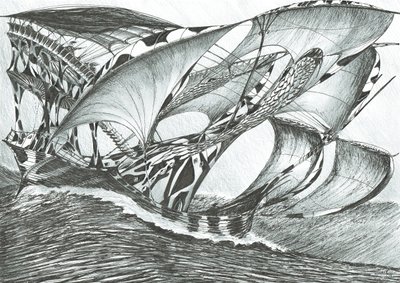 Storm Creators Tasman Sea, 2017, (inkoust na papíře) od Vincent Alexander Booth
