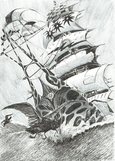 Storm Creators Timorské moře, 2017, (tuš na papíře) od Vincent Alexander Booth