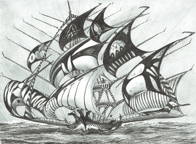 Storm Creators Visayan Sea, 2017, (inkoust na papíře) od Vincent Alexander Booth