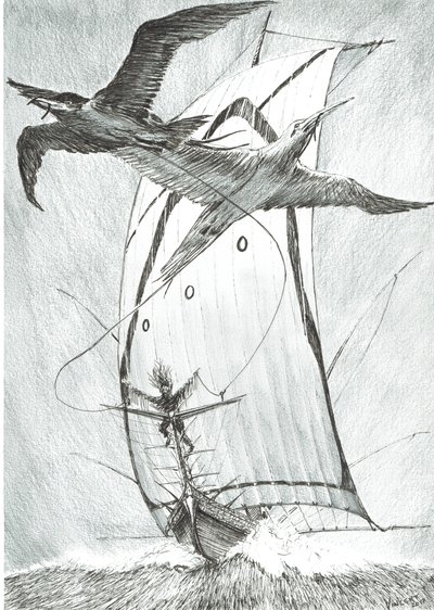 Storm Creators Wandel Sea, 2017, (inkoust na papíře) od Vincent Alexander Booth