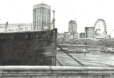 The Black Bow on the Thames, 2006, (inkoust na papíře) od Vincent Alexander Booth