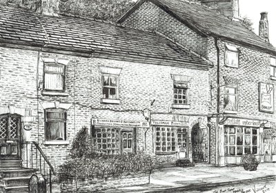 The Book shop na Marple Bridge, 2017, (inkoust na papíře) od Vincent Alexander Booth