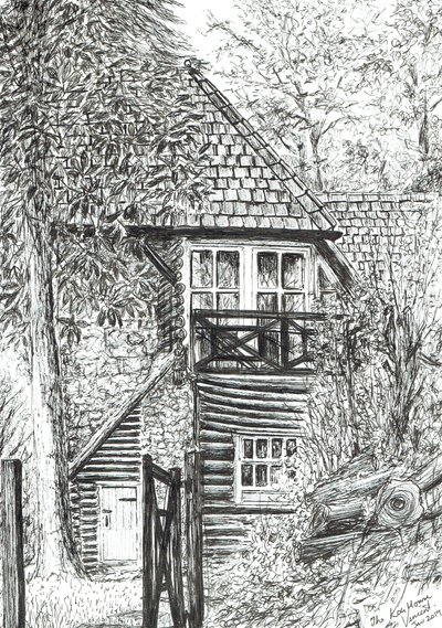 The Log House, 2019, (inkoust na papíře) od Vincent Alexander Booth