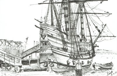 Mayflower, Plymouth, Massachusetts. 2003, (Inkoust na papíře) od Vincent Alexander Booth