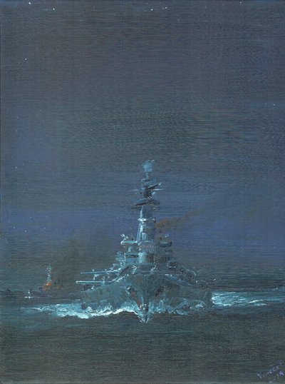 USS Washington zaměří Kirishimu na radaru na Guadalcanalu 1942, 2019 od Vincent Alexander Booth