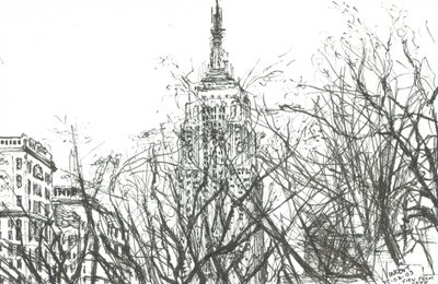 Pohled z kavárny New York, 2003, (tuš na papíře) od Vincent Alexander Booth