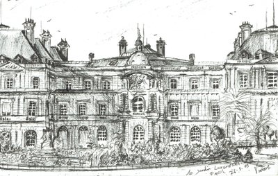 the Jardin Luxembourg Paris, 2003, (Inkoust na papíře) od Vincent Alexander Booth