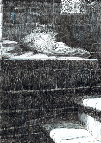 strana 21, Zámek v lese Findhorn, 2006, (tuš na papíře) od Vincent Alexander Booth