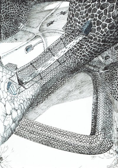 strana 31, Zámek v lese Findhorn, 2006, (tuš na papíře) od Vincent Alexander Booth