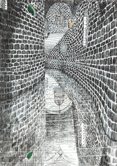 strana 35, Zámek v lese Findhorn, 2006, (inkoust na papíře) od Vincent Alexander Booth