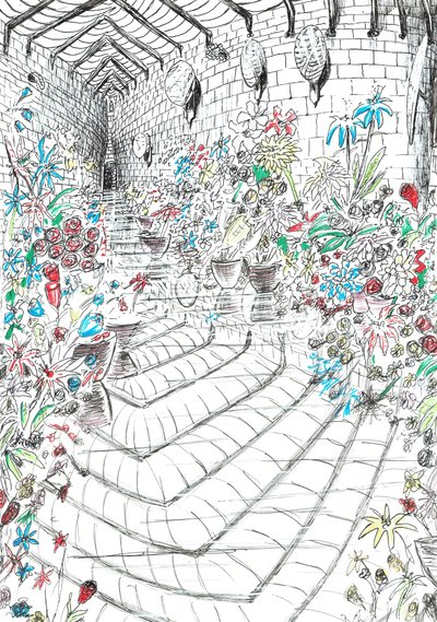 strana 37, Zámek v lese Findhorn, 2006, (tuš na papíře) od Vincent Alexander Booth