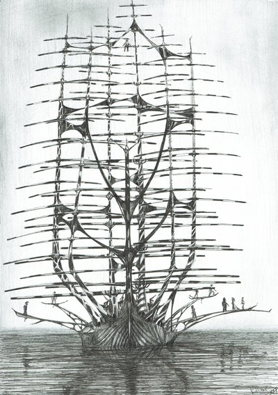 Tvůrci bouří Sea of Japan, 2017, (Ink on Paper) od Vincent Alexander Booth