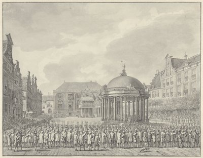 Složil přísahu vládních nařízení na náměstí Grote Markt v Haarlemu, 5. září 1787 od Vincent Jansz. van der Vinne (signed by artist)