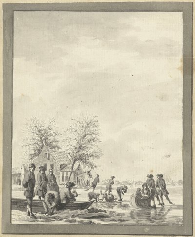 Ledová zábava na Buiten Spaarne poblíž Haarlemu v Herbergu od Vincent Jansz. van der Vinne