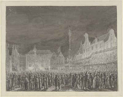 Oslava vyhlášení spojenectví s Francií na Grote Markt v Haarlemu, 1795 od Vincent Jansz. van der Vinne