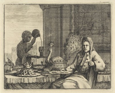 Muž u prostřeného stolu od Vincent Laurensz. van der Vinne (II)