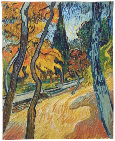 Stromy v zahradě azylu, 1889 od Vincent van Gogh