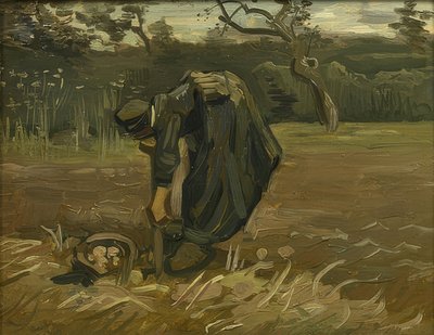 Farmářova žena sklízí brambory. 1885 od Vincent van Gogh