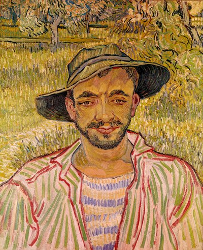 Busta rolnické tváře se slaměným kloboukem Malba Vincenta Van Gogha (1853-1890) 1889 Rozm. Rozměr 61 x 50 cm. Galleria Nazinale d