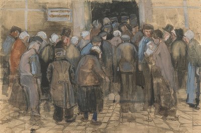 Chudí a peníze (dav před úřadem státní loterie). 1882 od Vincent van Gogh
