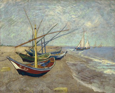 Rybářské lodě na pláži v Saintes-Maries-de-la-Mer od Vincent van Gogh